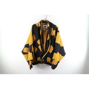Vintage 90s Egdon Heath Streetwear Womens Silk Leather Abstract Event Jacket